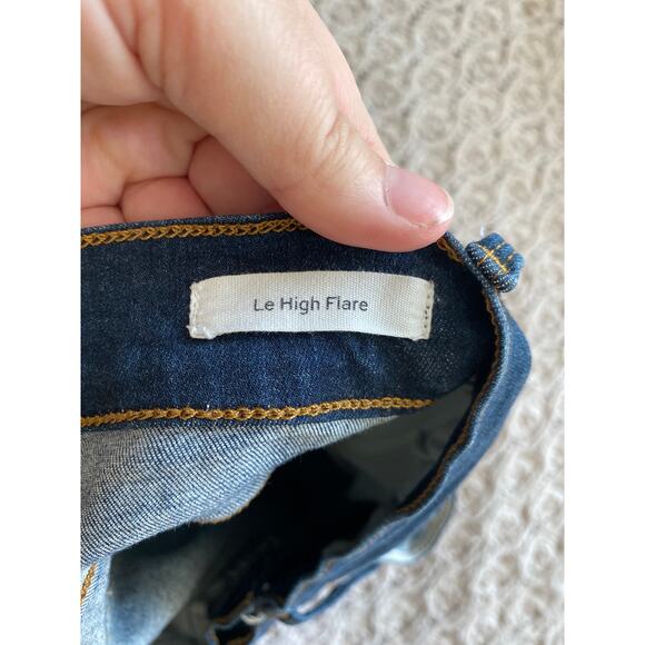 FRAME Le High Flare  High-Rise Flared Jeans In Wythe Raw Hem size 26 - Picture 4 of 5